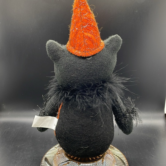 Vintage Delton style stuffed black cat with feathers hat - Picture 3 of 6
